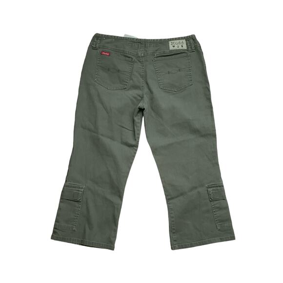 y2k 2000s Vintage M.U.D.D. Khaki Green Cropped Cargo Capri Pants Size Large - Picture 2 of 5